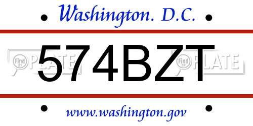 574BZT District Of Columbia License Plate