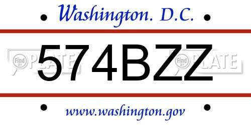 574BZZ District Of Columbia License Plate