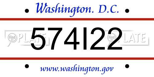574I22 District Of Columbia License Plate