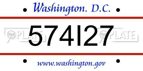574I27 District Of Columbia License Plate