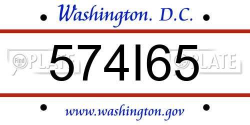 574I65 District Of Columbia License Plate