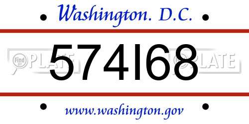 574I68 District Of Columbia License Plate