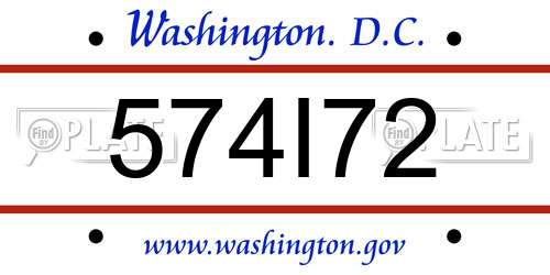 574I72 District Of Columbia License Plate