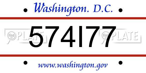 574I77 District Of Columbia License Plate