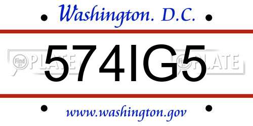 574IG5 District Of Columbia License Plate