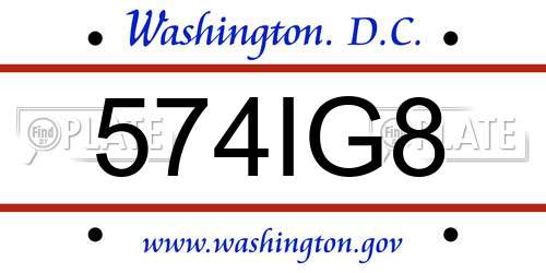 574IG8 District Of Columbia License Plate