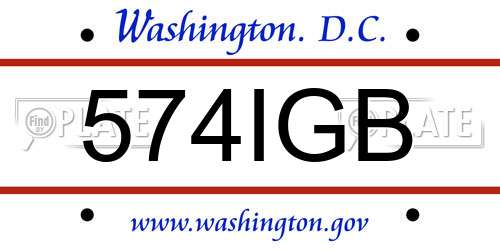 574IGB District Of Columbia License Plate