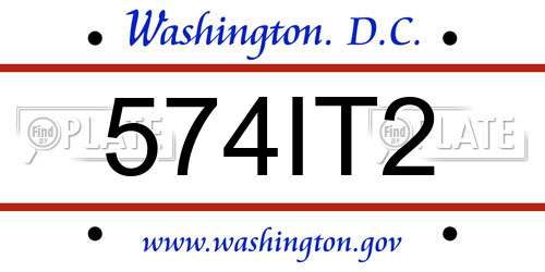 574IT2 District Of Columbia License Plate