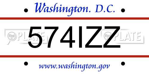 574IZZ District Of Columbia License Plate