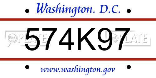 574K97 District Of Columbia License Plate