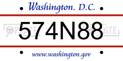 574N88 District Of Columbia License Plate
