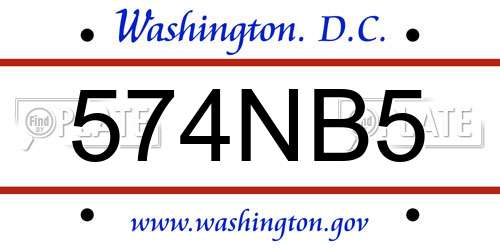 574NB5 District Of Columbia License Plate