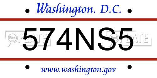 574NS5 District Of Columbia License Plate