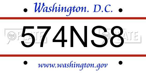 574NS8 District Of Columbia License Plate