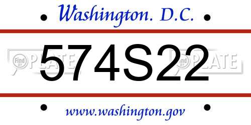 574S22 District Of Columbia License Plate