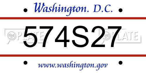 574S27 District Of Columbia License Plate