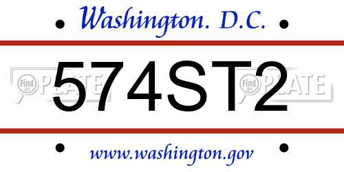 574ST2 District Of Columbia License Plate