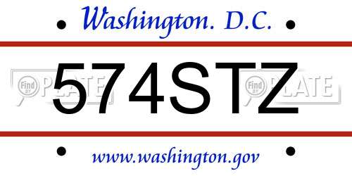 574STZ District Of Columbia License Plate