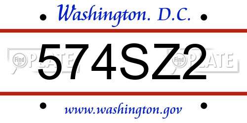 574SZ2 District Of Columbia License Plate