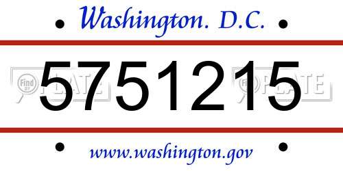 5751215 District Of Columbia License Plate