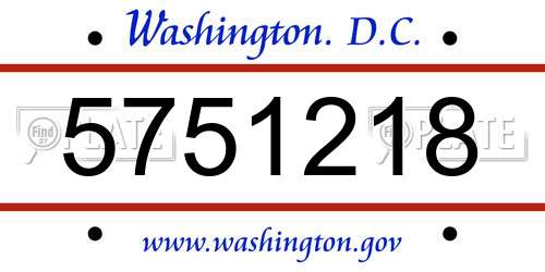 5751218 District Of Columbia License Plate