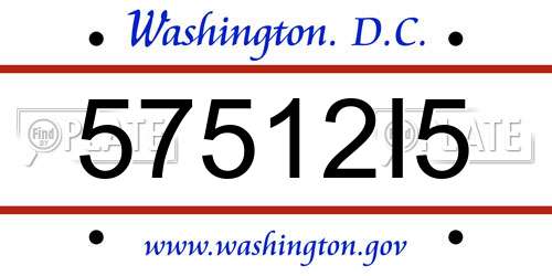 57512I5 District Of Columbia License Plate