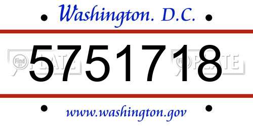 5751718 District Of Columbia License Plate