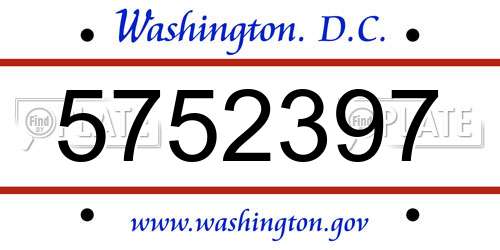 5752397 District Of Columbia License Plate