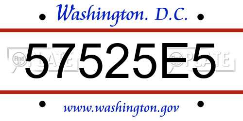 57525E5 District Of Columbia License Plate