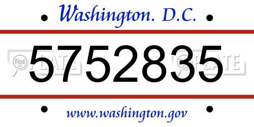 5752835 District Of Columbia License Plate