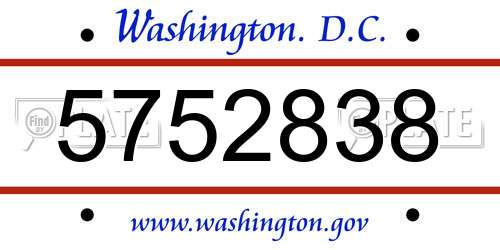 5752838 District Of Columbia License Plate