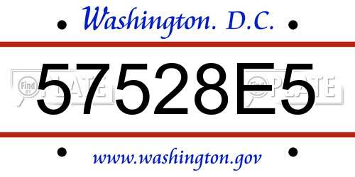 57528E5 District Of Columbia License Plate