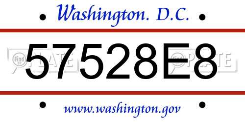 57528E8 District Of Columbia License Plate