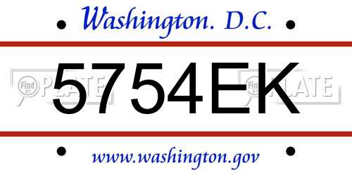 5754EK District Of Columbia License Plate