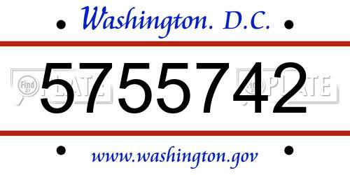 5755742 District Of Columbia License Plate