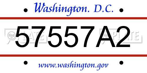 57557A2 District Of Columbia License Plate