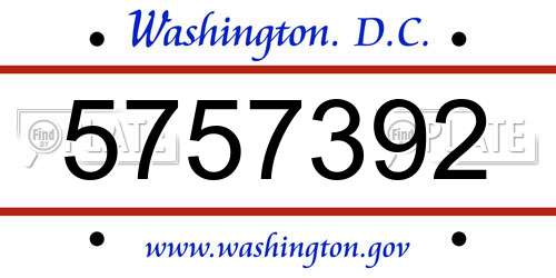 5757392 District Of Columbia License Plate