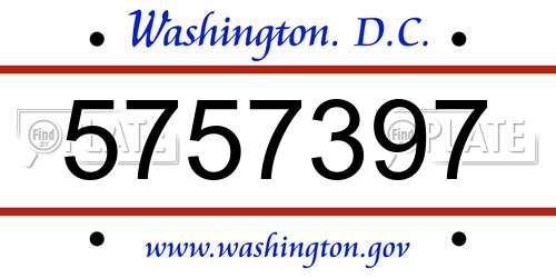 5757397 District Of Columbia License Plate