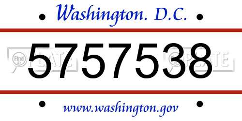 5757538 District Of Columbia License Plate