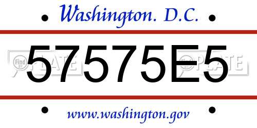 57575E5 District Of Columbia License Plate
