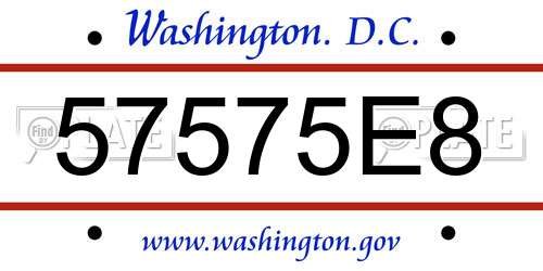 57575E8 District Of Columbia License Plate