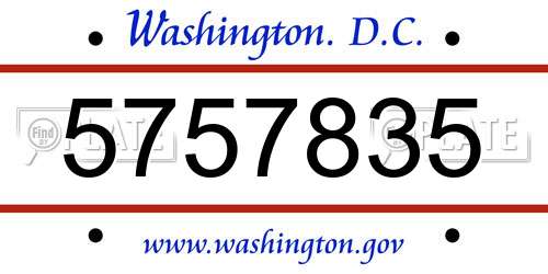 5757835 District Of Columbia License Plate