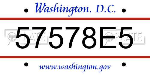 57578E5 District Of Columbia License Plate