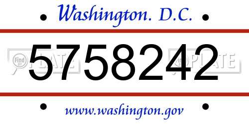 5758242 District Of Columbia License Plate