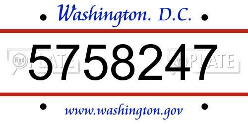 5758247 District Of Columbia License Plate