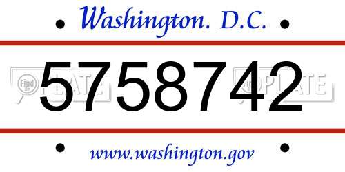 5758742 District Of Columbia License Plate