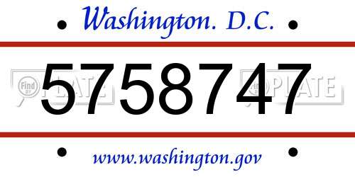 5758747 District Of Columbia License Plate