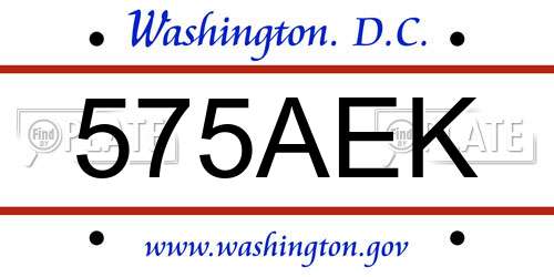 575AEK District Of Columbia License Plate