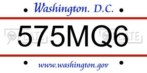 575MQ6 District Of Columbia License Plate