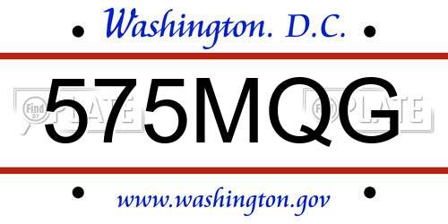575MQG District Of Columbia License Plate